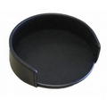 Black Leather Round Coaster Holder w/o Coasters